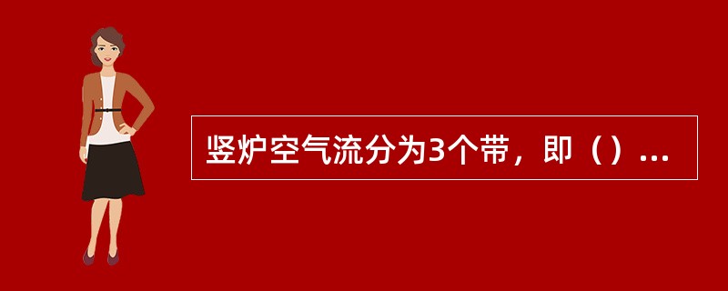 竖炉空气流分为3个带，即（）、（）、（）。