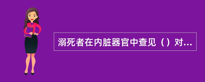 溺死者在内脏器官中查见（）对鉴定溺死有重要意义。