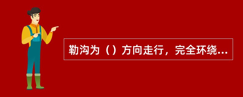 勒沟为（）方向走行，完全环绕颈项部，呈（）形式，宛如“（）”字形。