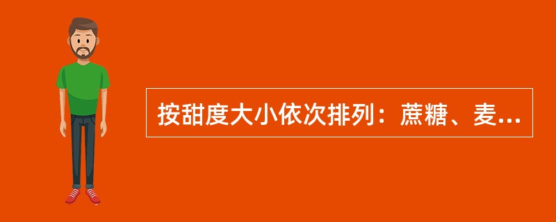 按甜度大小依次排列：蔗糖、麦芽糖、乳糖、葡萄糖、果糖、半乳糖。