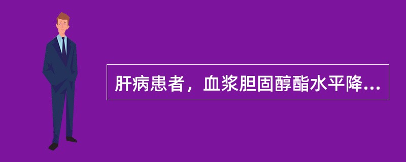 肝病患者，血浆胆固醇酯水平降低是因为（）。