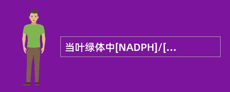 当叶绿体中[NADPH]/[NADP＋]比率高时，循环电子传递途径活跃，O2参与