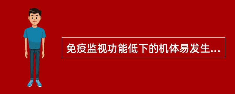 免疫监视功能低下的机体易发生（）