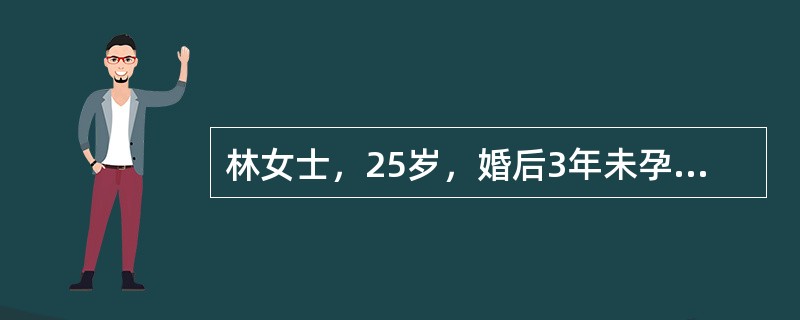 林女士，25岁，婚后3年未孕，17岁来月经，月经史8～10天/1～3个月，量中等