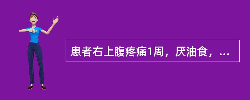 患者右上腹疼痛1周，厌油食，超声见胆囊内强回声，可移动，如图所示，考虑为（）。