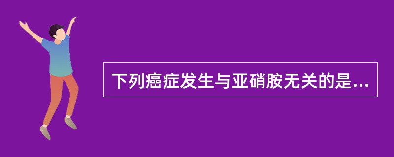 下列癌症发生与亚硝胺无关的是（）。