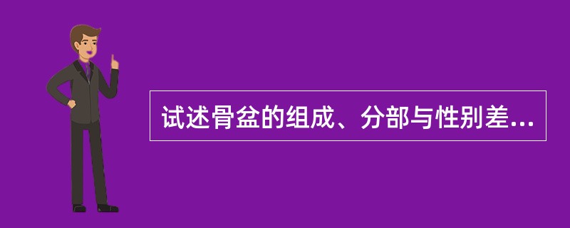 试述骨盆的组成、分部与性别差异。