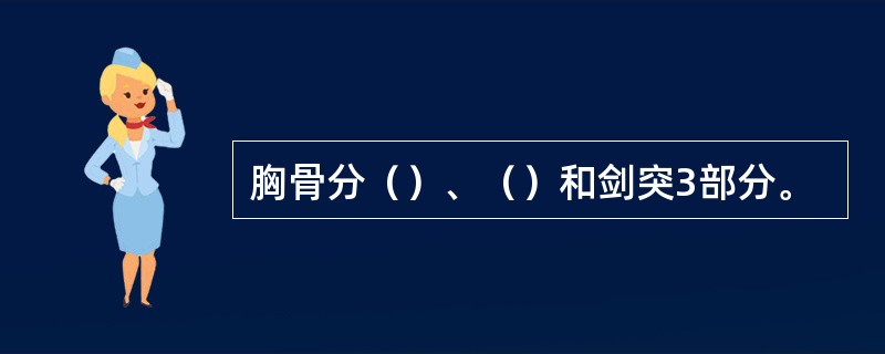 胸骨分（）、（）和剑突3部分。