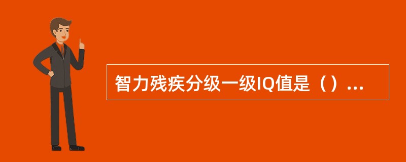 智力残疾分级一级IQ值是（）智力残疾分级三级IQ值是（）智力残疾分级二级IQ值是