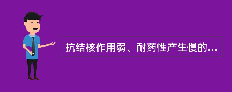 抗结核作用弱、耐药性产生慢的药物为（）