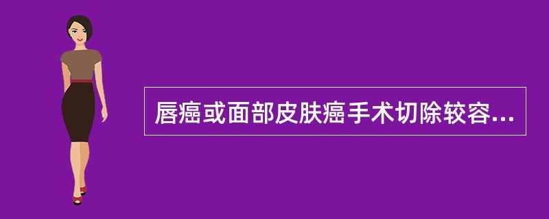 唇癌或面部皮肤癌手术切除较容易，整复效果较好，多采用手术治疗。