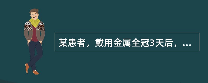 某患者，戴用金属全冠3天后，咀嚼时修复牙出现咬合痛，且有叩痛，引起的原因最可能是