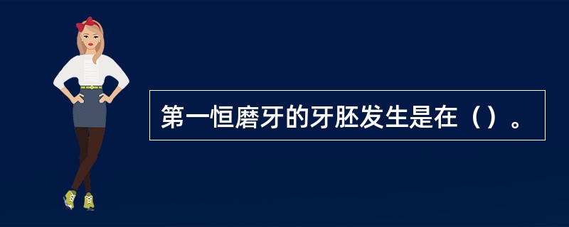 第一恒磨牙的牙胚发生是在（）。