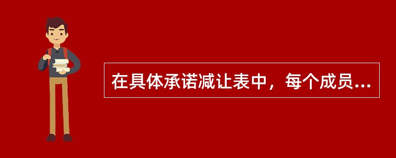 在具体承诺减让表中，每个成员应具体列明的内容有（）。