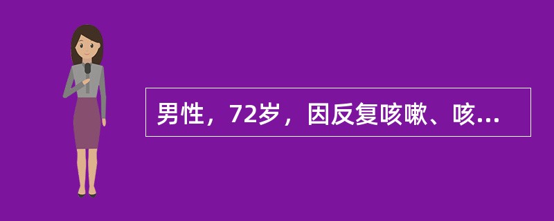 男性，72岁，因反复咳嗽、咳痰23年伴活动后气短6年，加重1周入院。检查：神志清