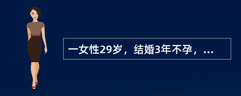 一女性29岁，结婚3年不孕，月经周期3～5/24～25天，盆腔检查正常，连测3个