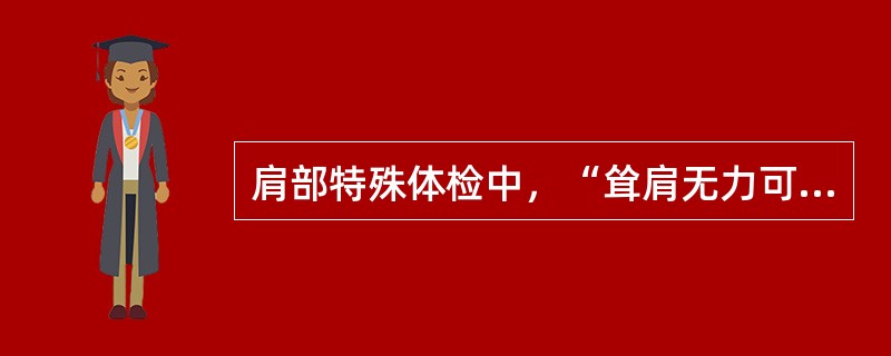 肩部特殊体检中，“耸肩无力可见于锁骨骨折、肩锁关节脱位，以及副神经损伤引起的斜方