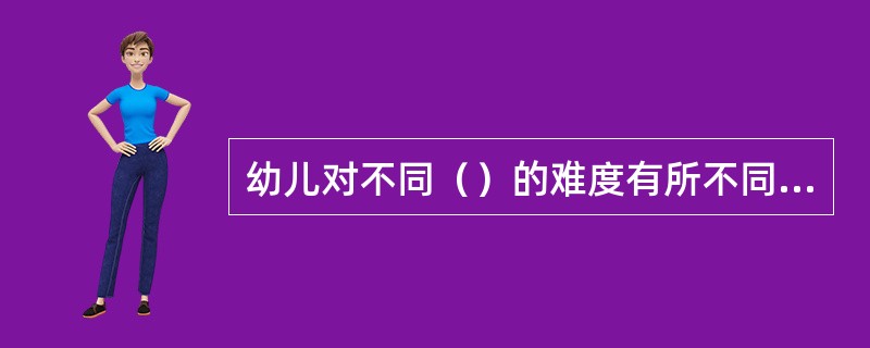 幼儿对不同（）的难度有所不同，由易到难的顺序是圆形—正方形—半圆形—长方形—三角