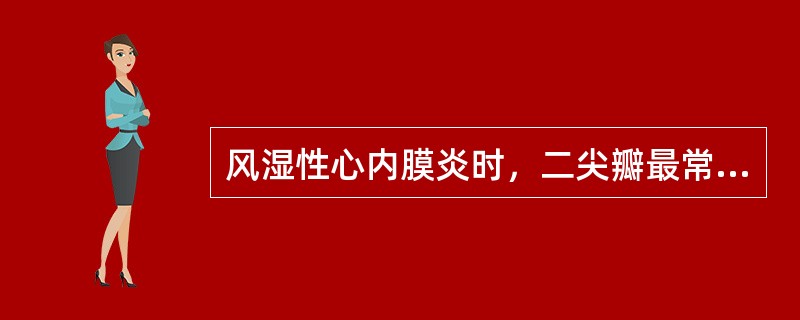 风湿性心内膜炎时，二尖瓣最常受累。()