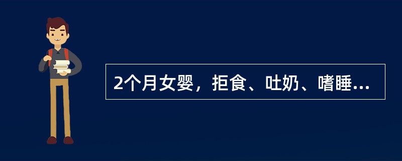 2个月女婴，拒食、吐奶、嗜睡3天，面色青灰，前囟张力较高，脐部少许脓性分泌物。该