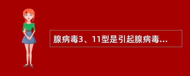 腺病毒3、11型是引起腺病毒性肺炎的主要病原体。()