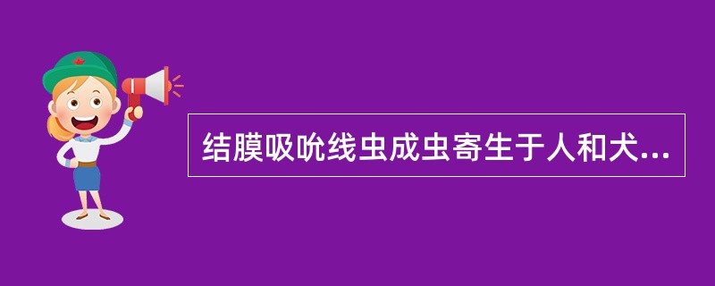 结膜吸吮线虫成虫寄生于人和犬、猫等哺乳动物的_______引起_________