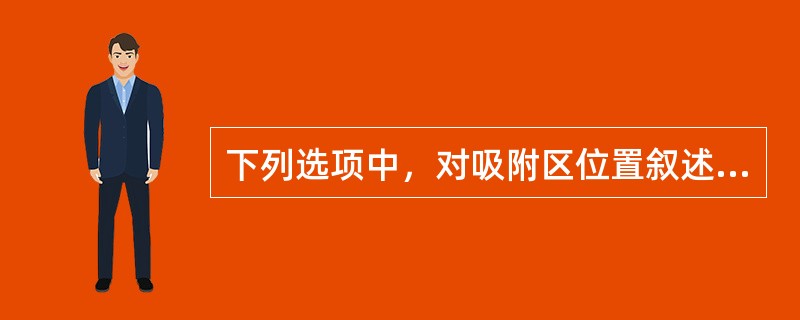 下列选项中，对吸附区位置叙述正确的是（）。