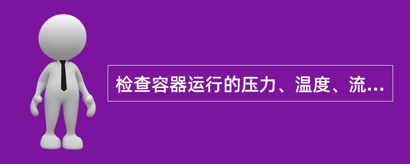 检查容器运行的压力、温度、流量等参数是否符合（）。