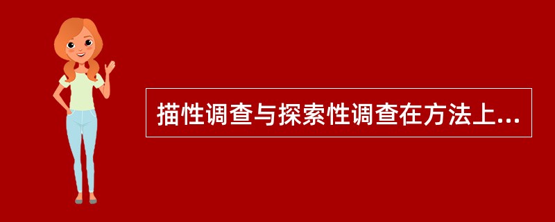 描性调查与探索性调查在方法上的差别是：描述性调查所具有的（）