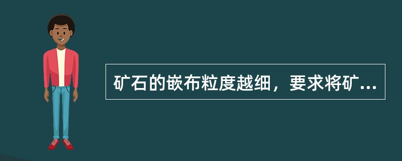 矿石的嵌布粒度越细，要求将矿石粉碎得（），才能得到较好的单体解离颗粒，才能获得较