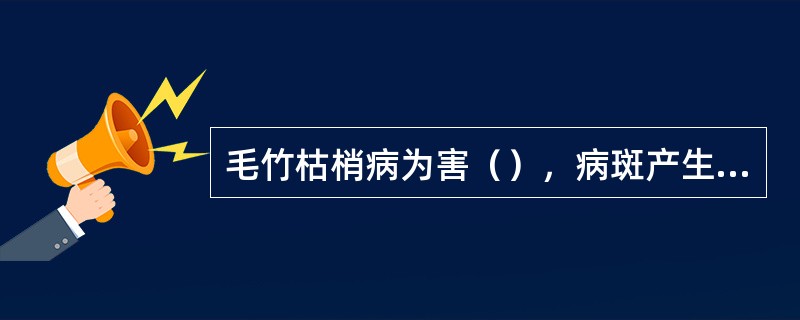 毛竹枯梢病为害（），病斑产生在节叉处，以后不断扩展成舌状或梭形的病斑。