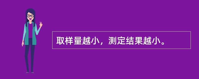 取样量越小，测定结果越小。