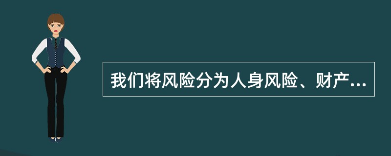 我们将风险分为人身风险、财产风险和责任风险，是根据（）的不同进行区分。