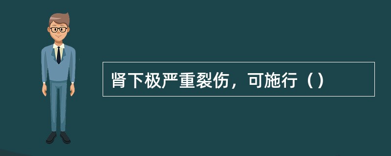 肾下极严重裂伤，可施行（）