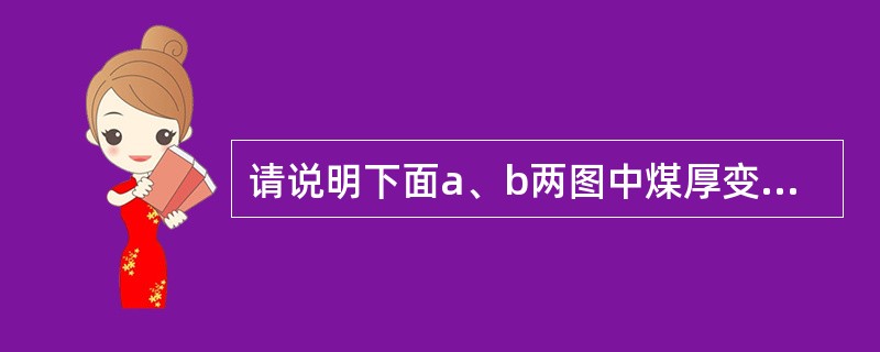 请说明下面a、b两图中煤厚变化分别是什么原因引起的？如在巷道中揭露应观测哪些内容