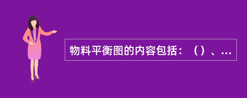 物料平衡图的内容包括：（）、（）、（）、（）、（）等项。绘制物料平衡图时，用（）