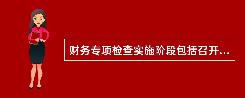 财务专项检查实施阶段包括召开进点会议、现场检查、编制和复核工作底稿、整理分析形成