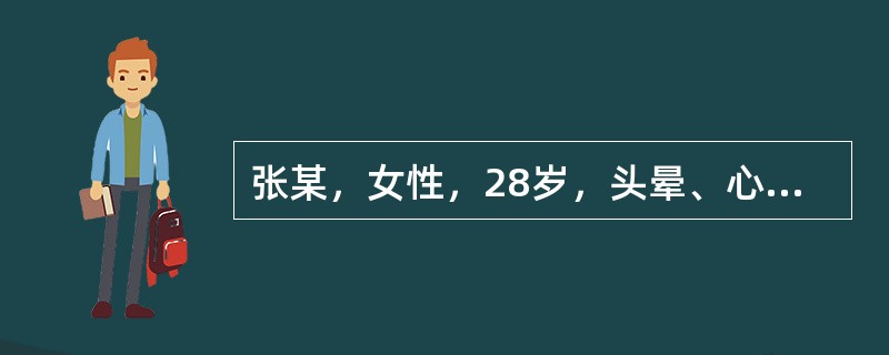 张某，女性，28岁，头晕、心悸、齿龈出血、月经量过多半年余，曾在当地服"止血药"