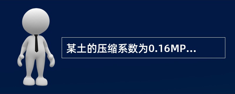 某土的压缩系数为0.16MPa-1，强度指标c=20kPa，φ=30°。若作用在