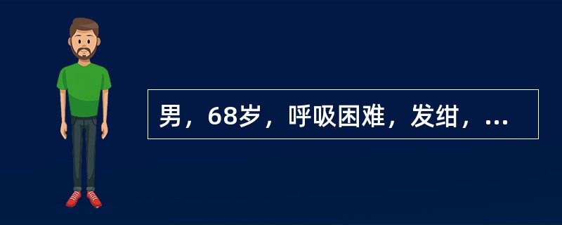 男，68岁，呼吸困难，发绀，咯血1周，有40余年采矿史，请结合CT，选择最可能的