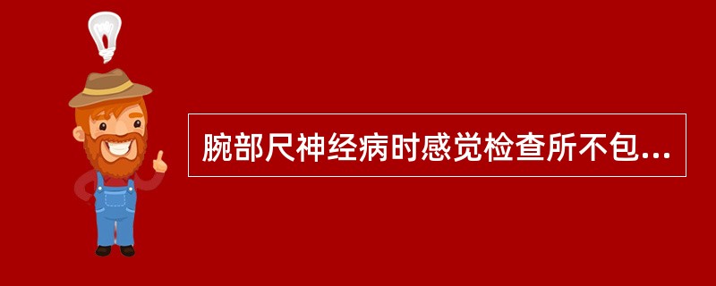 腕部尺神经病时感觉检查所不包括的区域为（）