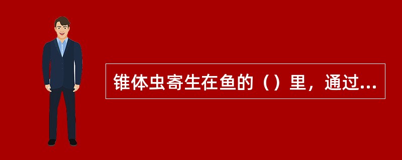 锥体虫寄生在鱼的（）里，通过（）传播。