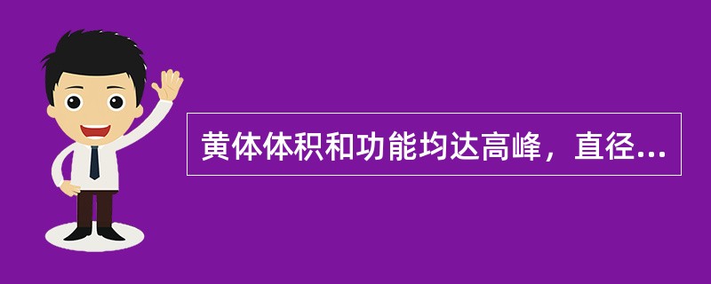 黄体体积和功能均达高峰，直径可达（）