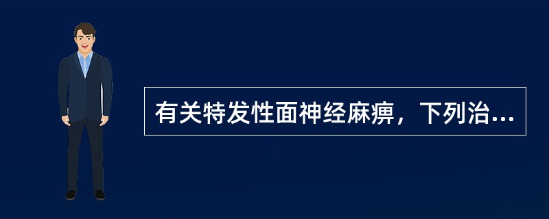 有关特发性面神经麻痹，下列治疗中错误的是（）.