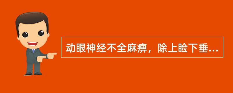 动眼神经不全麻痹，除上睑下垂外，还包括（）