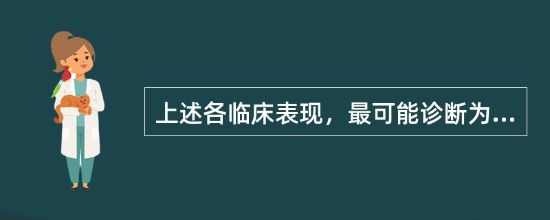 上述各临床表现，最可能诊断为人禽流感的是（）上述各临床表现，最可能诊断为伤寒的是