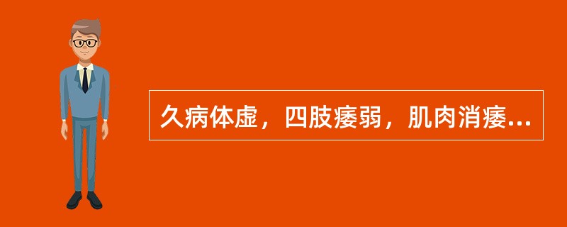 久病体虚，四肢痿弱，肌肉消痿，手足麻木不仁，四肢青筋暴露，舌痿不能伸缩，舌质黯淡