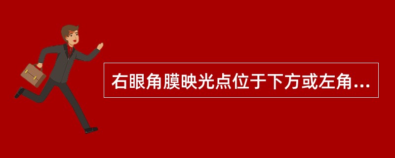 右眼角膜映光点位于下方或左角膜映光点位于上方称为（）。