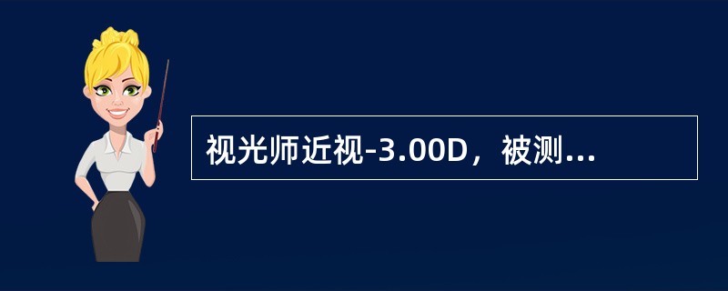 视光师近视-3.00D，被测者近视-2.50D，检眼镜的补偿透镜应该拨到（）。