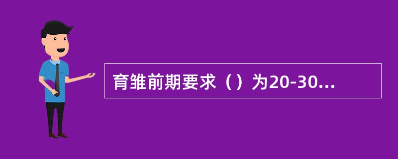 育雏前期要求（）为20-30/lux或5.4-8瓦/平米，4周后降低到15lux